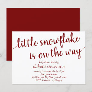 Simple Red Shower   Candy Apple Little Snowflake Invitation