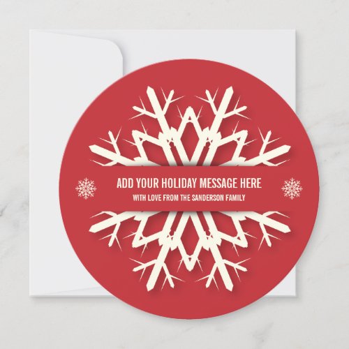 Simple Red Snowflake Christmas Photo Card  Round