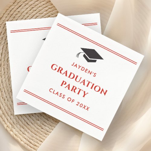 Simple Red Sporty Graduation Party  Napkins