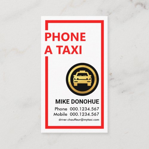 Simple Red Taxi Border Business Card