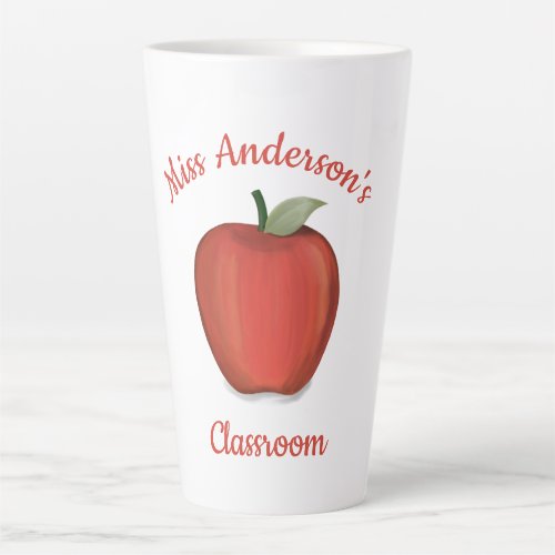 Simple Red Teacher Apple Cute School Custom Latte Mug