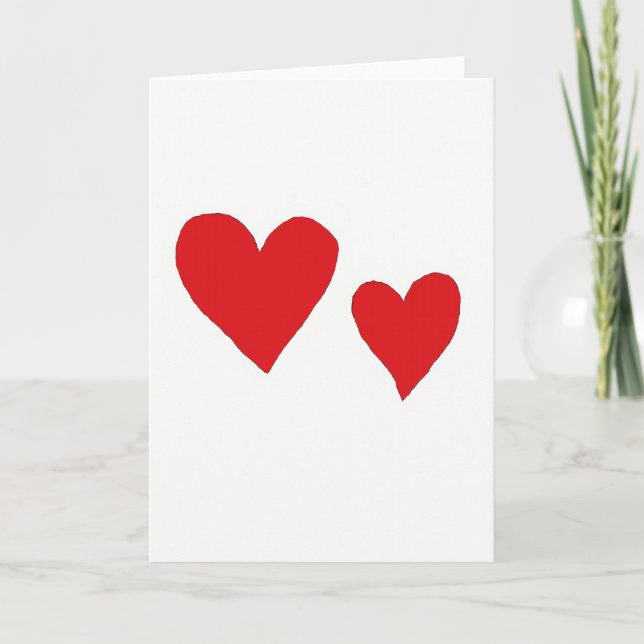 Simple Red Textured Hearts Card (Front)