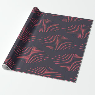 Simple, red, traditional pattern with lines wrapping paper