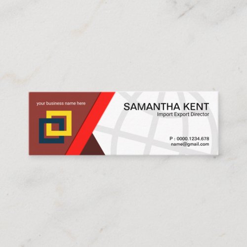 Simple Red Trapezium Line Global Import Export Mini Business Card