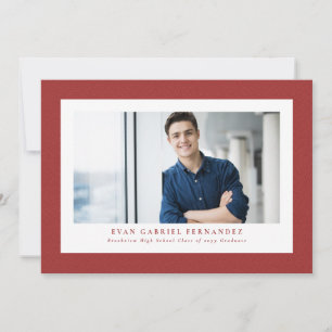 Simple red tweed frame classic photo graduation invitation