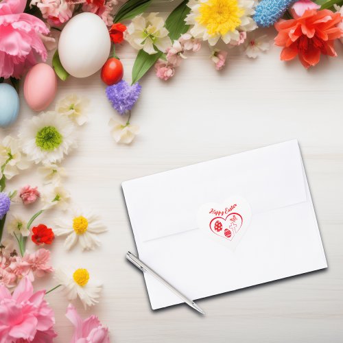 Simple Red Typography Happy Easter  Heart Sticker