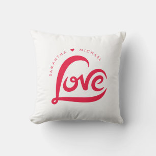 Simple Red Valentines Day Love Hearts Pattern Throw Pillow