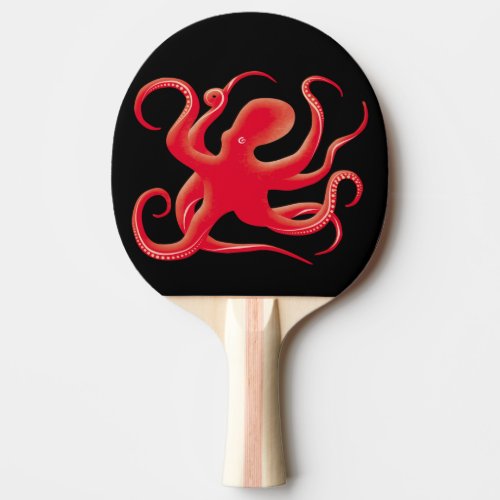 Simple Red Vector Art Octopus Silhouette Ping Pong Paddle