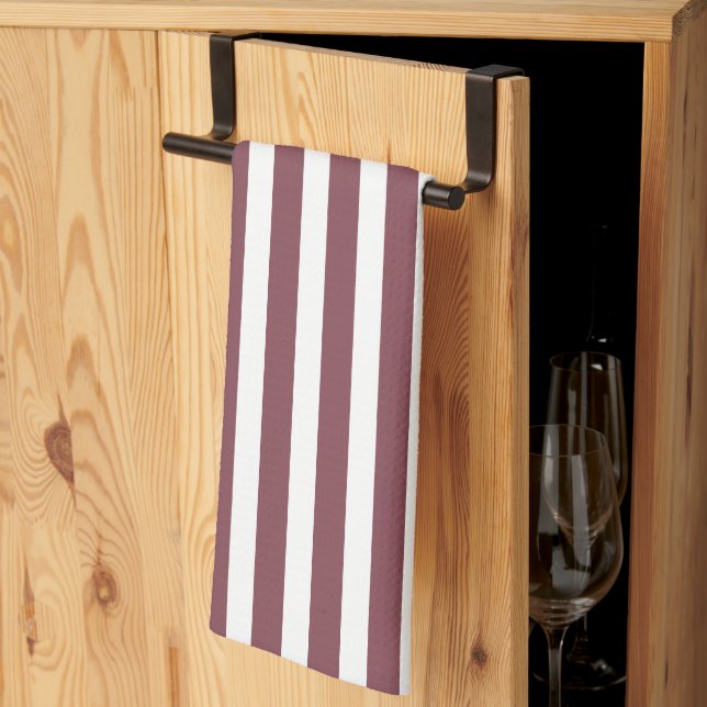 simple red vertical stripes kitchen towel (Thirds Fold)