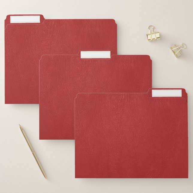Simple Red Vintage Faux Leather File Folder (Set)