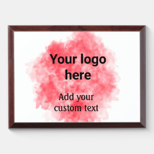 Simple red watercolor add your logo custom text mi award plaque