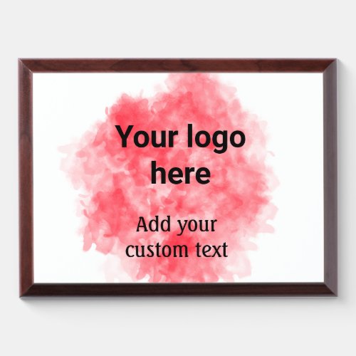 Simple red watercolor add your logo custom text mi award plaque