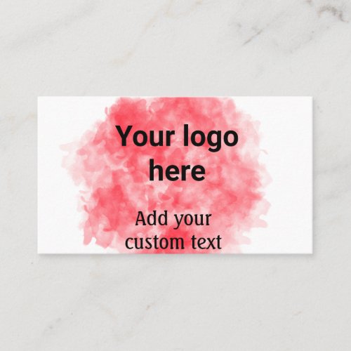 Simple red watercolor add your logo custom text mi business card