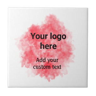 Simple red watercolor add your logo custom text mi ceramic tile