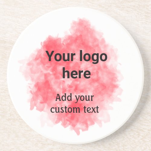 Simple red watercolor add your logo custom text mi coaster