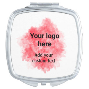 Simple red watercolor add your logo custom text mi compact mirror