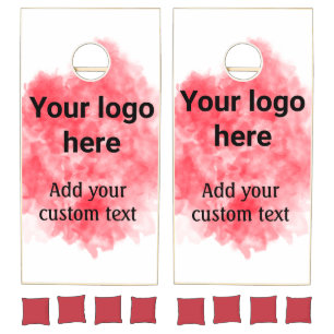 Simple red watercolor add your logo custom text mi cornhole set