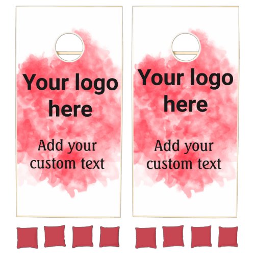 Simple red watercolor add your logo custom text mi cornhole set