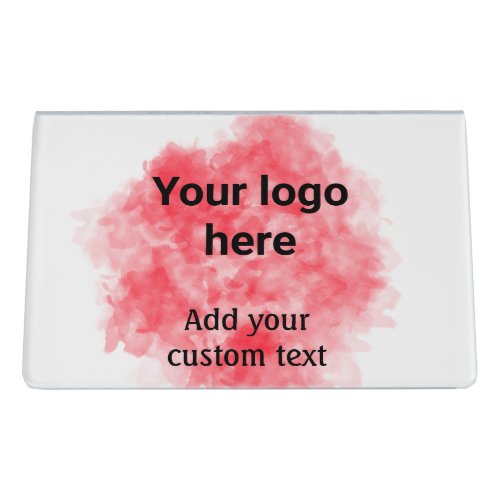 Simple red watercolor add your logo custom text mi desk business card holder