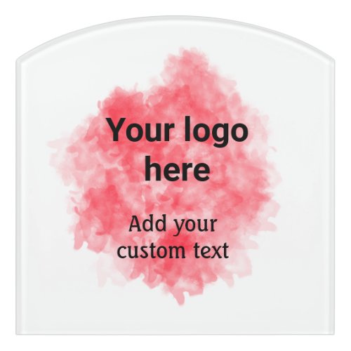 Simple red watercolor add your logo custom text mi door sign