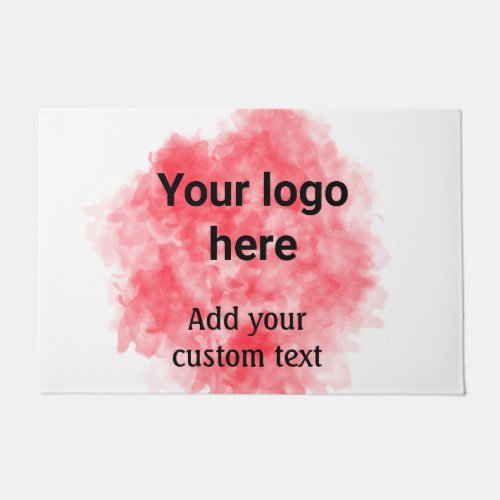Simple red watercolor add your logo custom text mi doormat