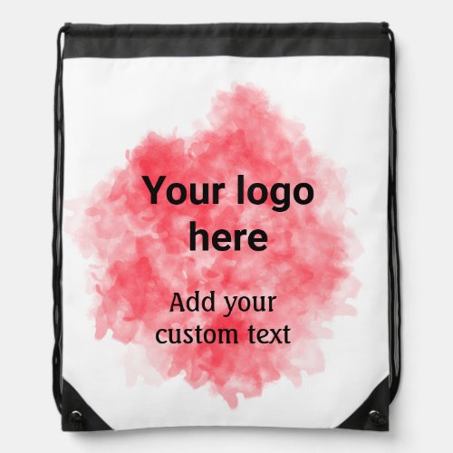 Simple red watercolor add your logo custom text mi drawstring bag