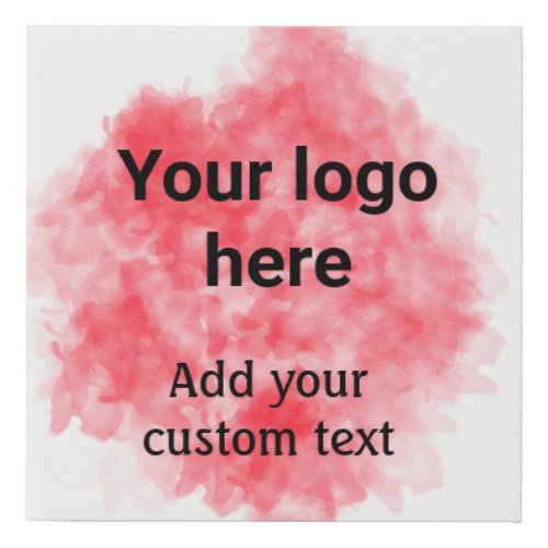 Simple red watercolor add your logo custom text mi faux canvas print
