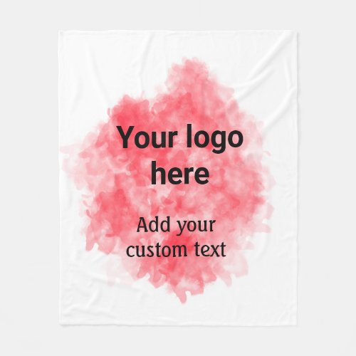 Simple red watercolor add your logo custom text mi fleece blanket