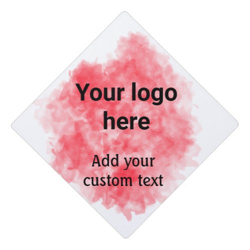 Simple red watercolor add your logo custom text mi graduation cap topper