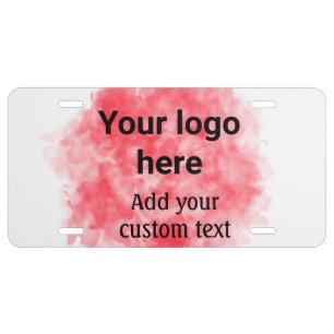 Simple red watercolor add your logo custom text mi license plate