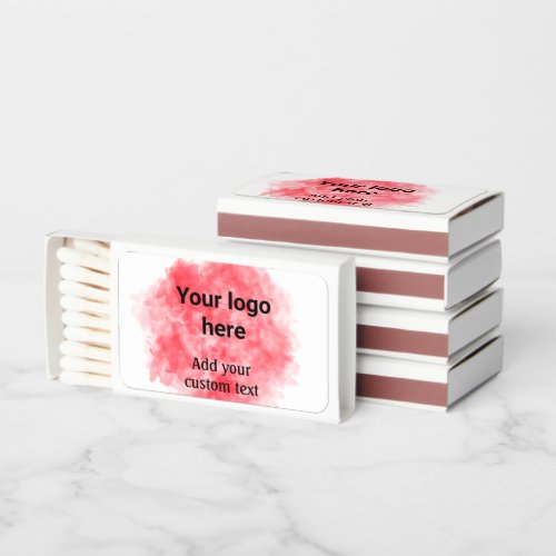 Simple red watercolor add your logo custom text mi matchboxes
