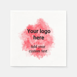 Simple red watercolor add your logo custom text mi napkins