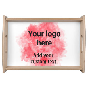 Simple red watercolor add your logo custom text mi serving tray