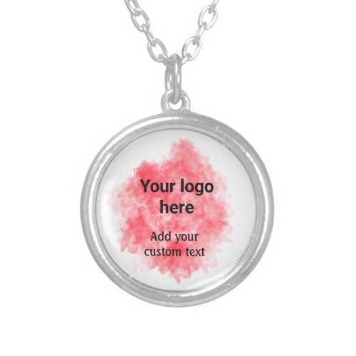 Simple red watercolor add your logo custom text mi silver plated necklace