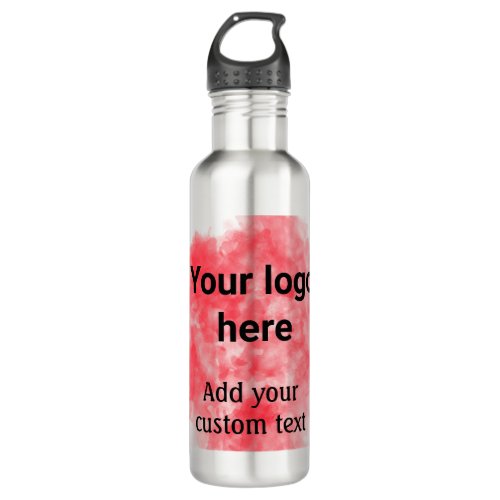 Simple red watercolor add your logo custom text mi stainless steel water bottle