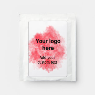 Simple red watercolor add your logo custom text mi tea bag drink mix
