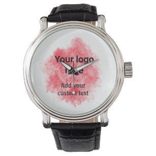 Simple red watercolor add your logo custom text mi watch