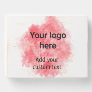Simple red watercolor add your logo custom text mi wooden box sign
