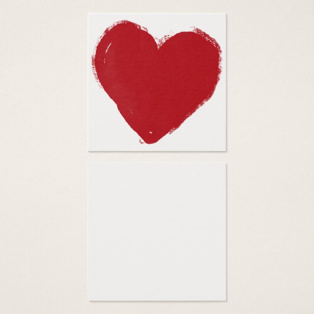 Simple, Red, Watercolor Heart 11 Note Cards (Front & Back)