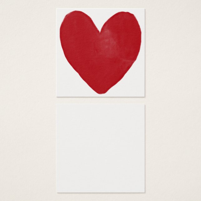 Simple, Red, Watercolor Heart 13 Note Cards (Front & Back)