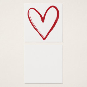 Simple, Red, Watercolor Heart Outline 6 Note Cards