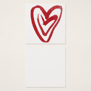Simple Red Watercolor Nesting Hearts 10 Note Cards