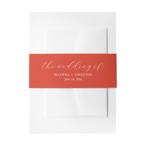Simple Red Wedding Invitation Belly Band