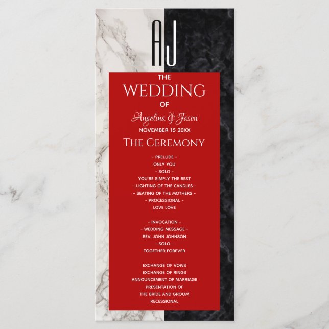 Simple Red Wedding Program (Front)