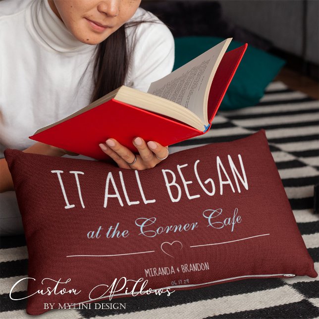 Simple Red Where It All Began Anniversary Accent Pillow (Creator Uploaded)