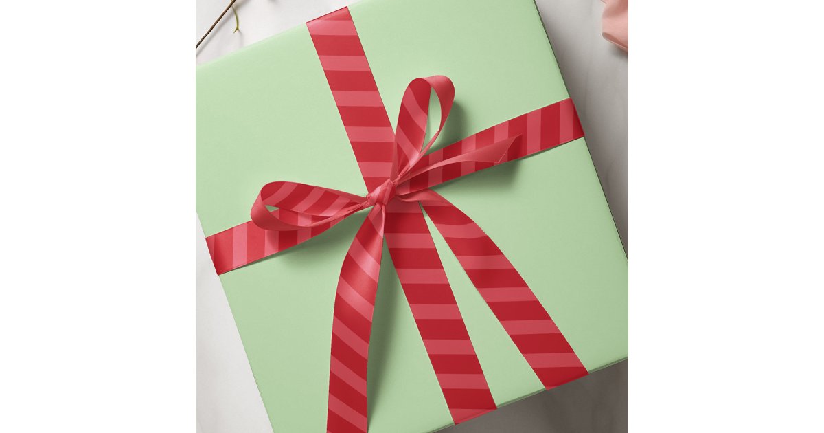 Simple Red Whimsical Cute Classic Striped Pattern Satin Ribbon | Zazzle