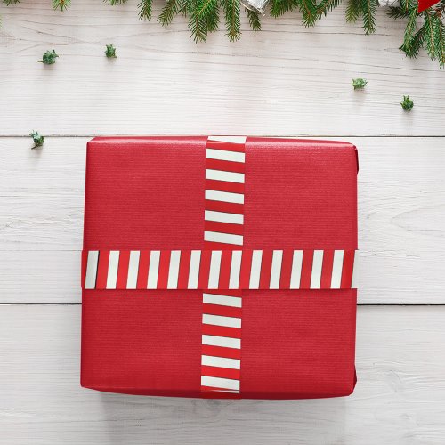 Simple Red Whimsical Striped Cute Minimalist Fun Satin Ribbon