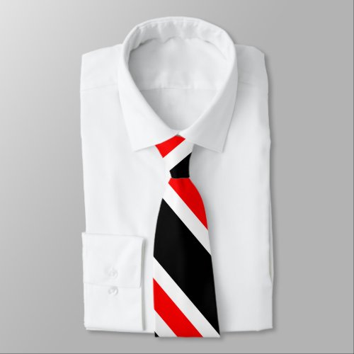 Simple Red White and Black Traditional Stripes Neck Tie