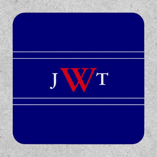 Simple Red White and Blue Monogrammed Patch (Front)