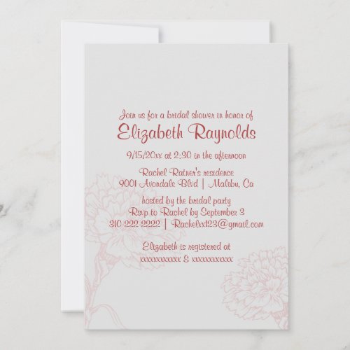 Simple Red &amp; White Bridal Shower Invitations